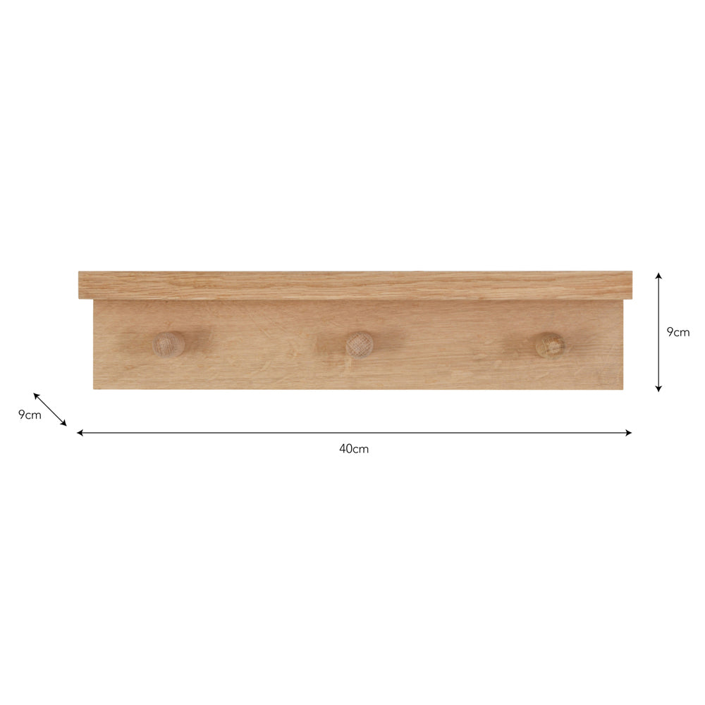 Product photograph of Garden Trading Small Oak Hambledon Peg Shelf from Olivia's.