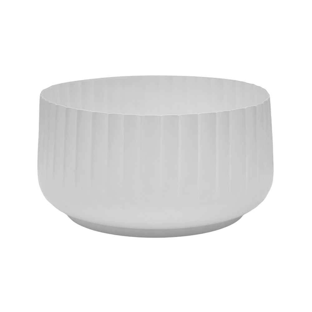 Product photograph of Ivyline Hudson White Corrugated Bowl Planter from Olivia's