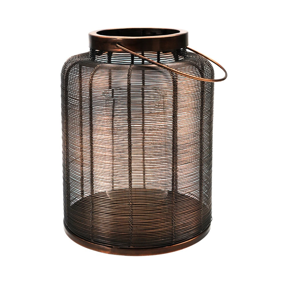 Ivyline Hampton Copper Woven Metal Lantern Large