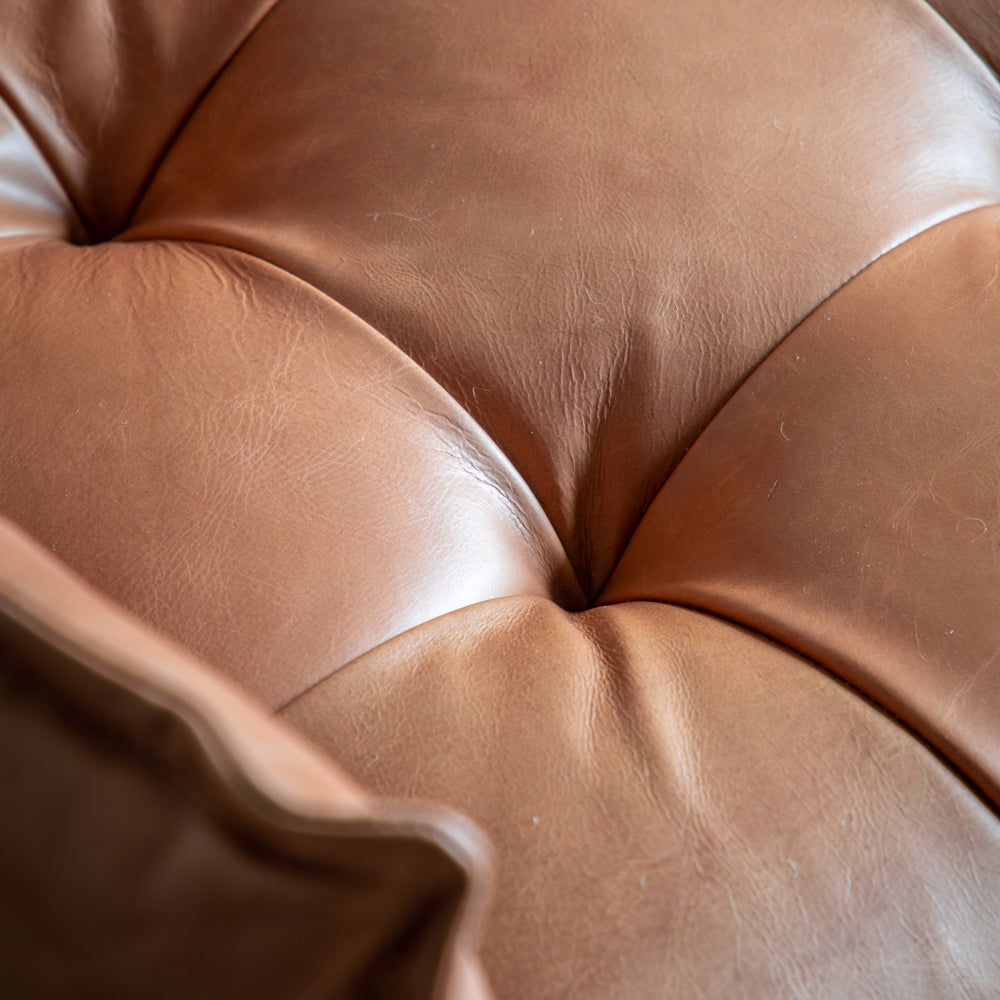 Product photograph of Gallery Interiors Hudson Living Ecclestone 3 Seater Sofa In Tan Leather from Olivia's.