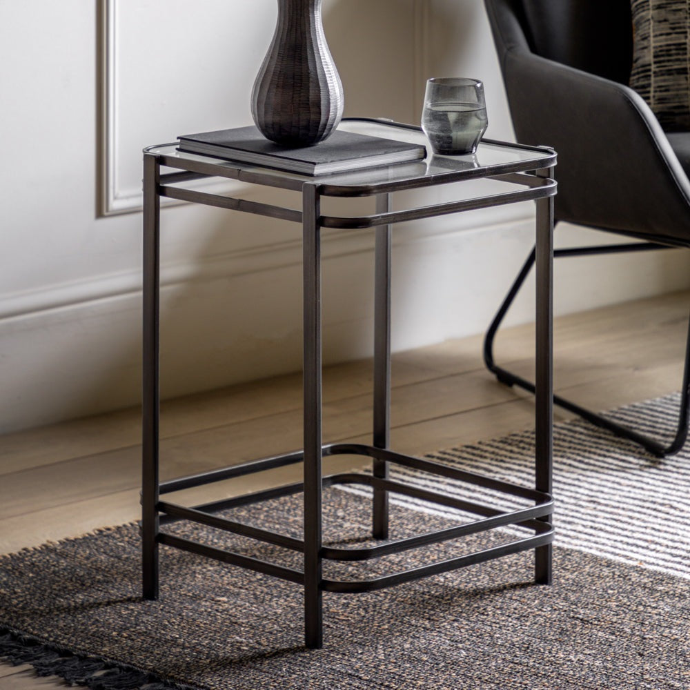 Product photograph of Gallery Interiors Hudson Living Rousham Side Table In Bronze from Olivia's