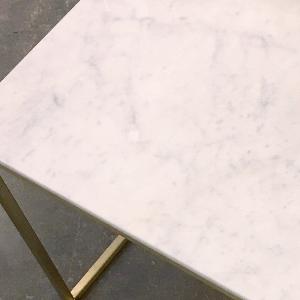 Product photograph of Rv Astley Faceby Marble Side Table Brushed Gold Finish from Olivia's.