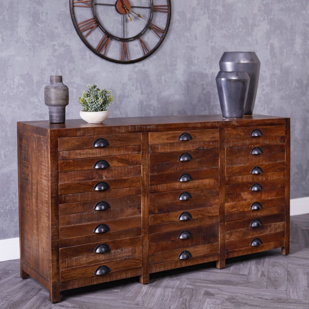 Product photograph of Libra Urban Botanic Collection - Apothecary Style Chest Of Drawers In Brown from Olivia's