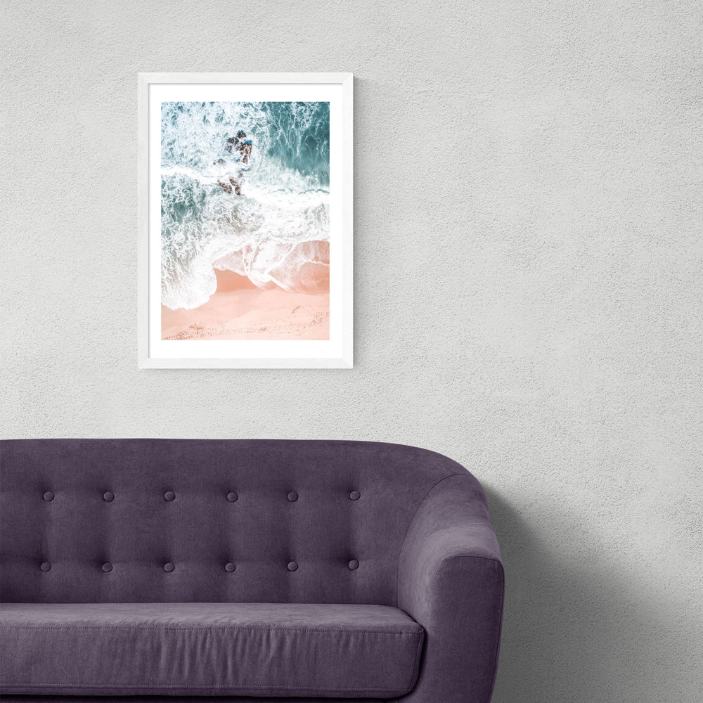 Product photograph of Sands Of Coral Haze By Ingrid Beddoes - A3 White Framed Art Print from Olivia's