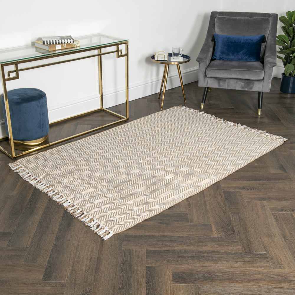 Product photograph of Native Home Zig Zag Jute Cotton Rug 160 X 230 Cm from Olivia's