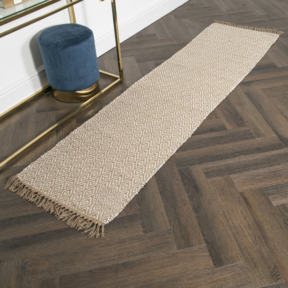 Product photograph of Native Home Geometric Jute Cotton Runner Rug 60 X 230cm from Olivia's