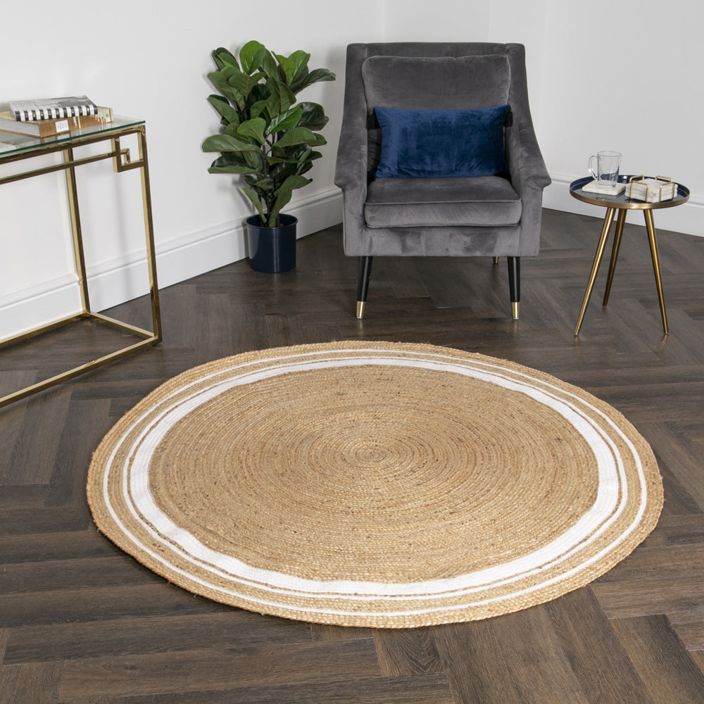 Native Home Striped Round Jute Rug 150 Cm