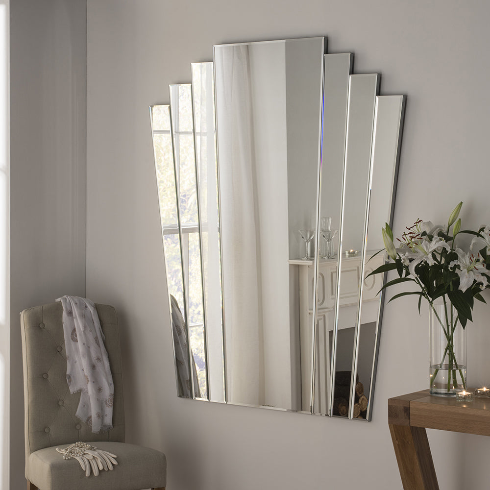 Product photograph of Olivia S Jordan Art Deco Wall Mirror In Silver from Olivia's