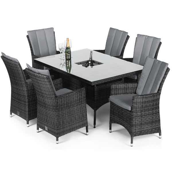 Product photograph of Maze La 6 Seater Grey Outdoor Dining Set With Ice Bucket In Grey from Olivia's.