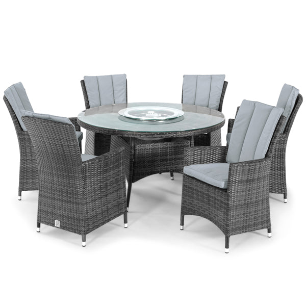 Product photograph of Maze La 6 Seater Grey Round Outdoor Dining Set With Ice Bucket And Lazy Susan from Olivia's.