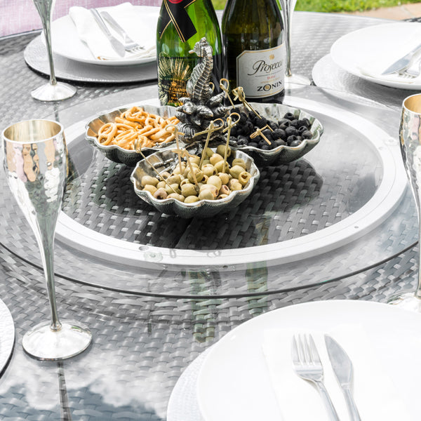 Product photograph of Maze La 6 Seater Grey Round Outdoor Dining Set With Ice Bucket And Lazy Susan from Olivia's.