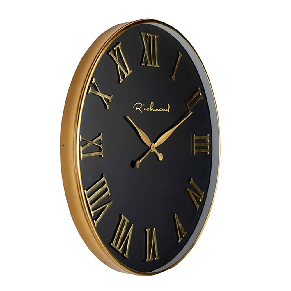 Product photograph of Richmond Deonne Gold Round Wall Clock from Olivia's.