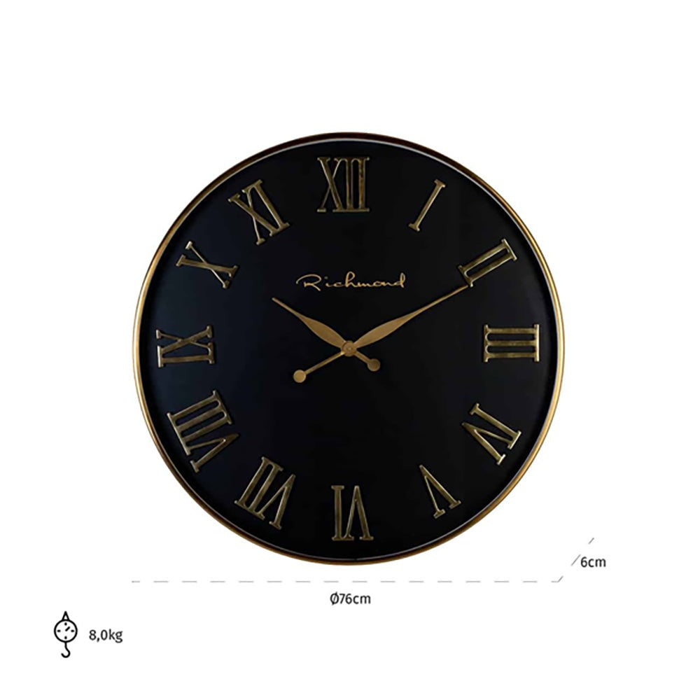 Product photograph of Richmond Deonne Gold Round Wall Clock from Olivia's.