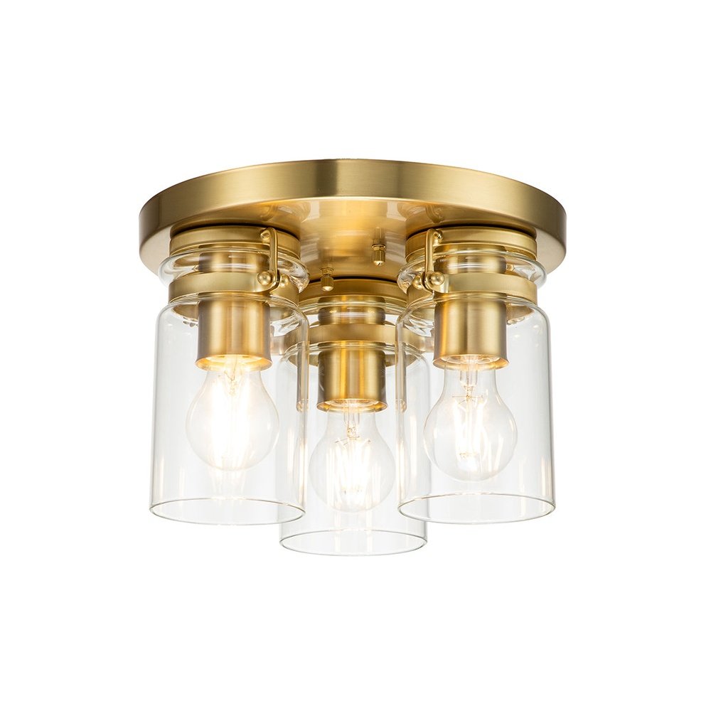 Product photograph of Kichler Brinley 3 Light Flush Mount Light In Brass from Olivia's