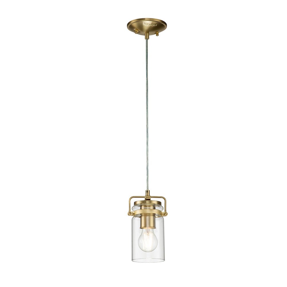 Product photograph of Kichler Brinley 1 Light Mini Pendant In Brass from Olivia's.