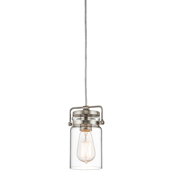 Product photograph of Elstead Brinley 1 Light Pendant Brushed Nickel from Olivia's