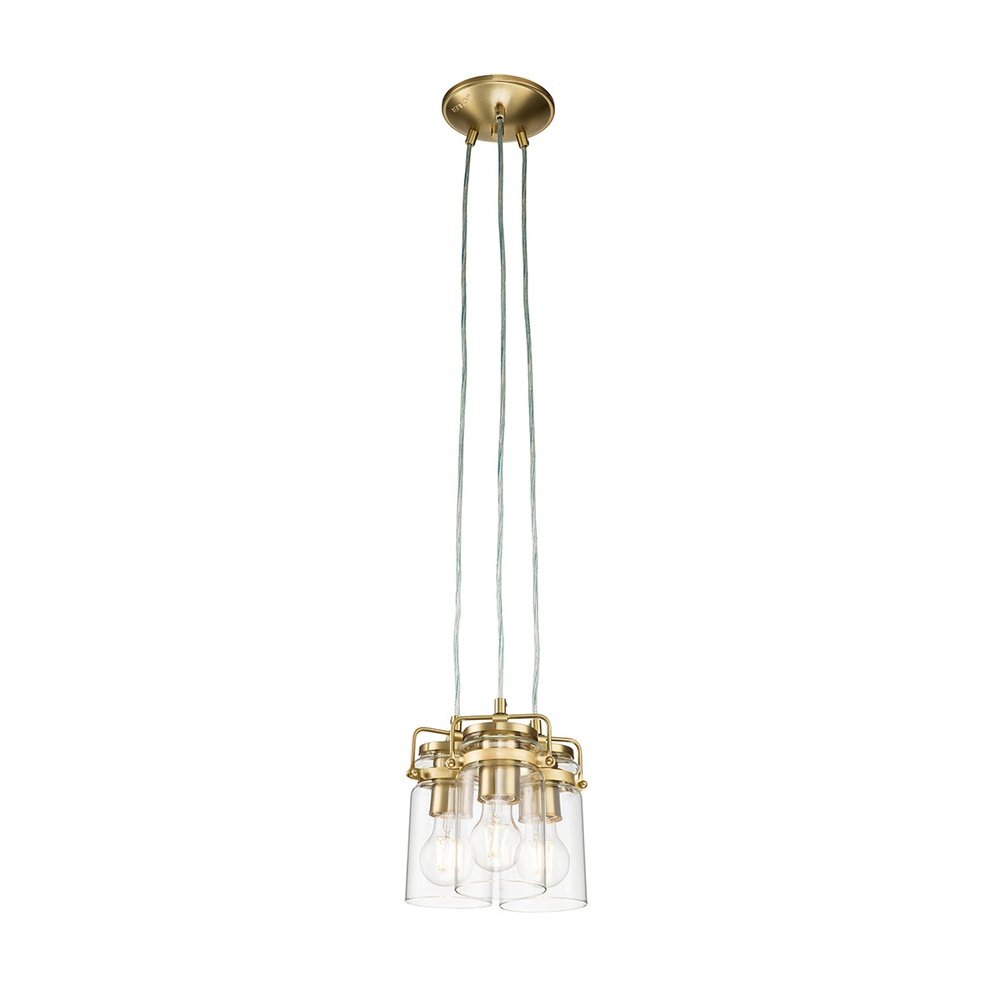 Product photograph of Kichler Brinley 3 Light Pendant Light In Brass from Olivia's.