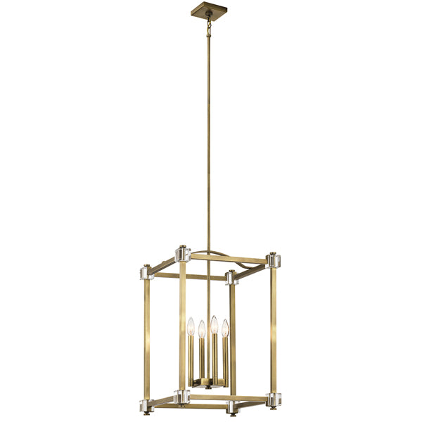 Elstead Cayden 4 Light Pendant Natural Brass Large