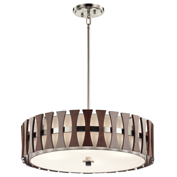 Elstead Cirus 4 Light Pendant Auburn Stained Wood