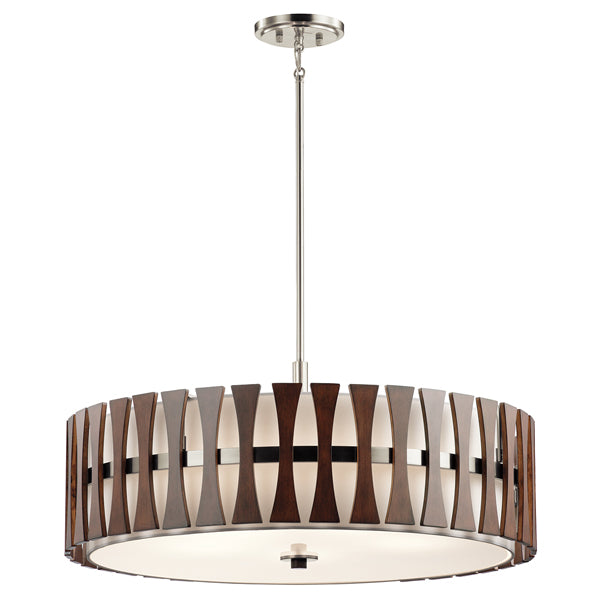 Product photograph of Elstead Cirus 5 Light Pendant Auburn Stained Wood from Olivia's