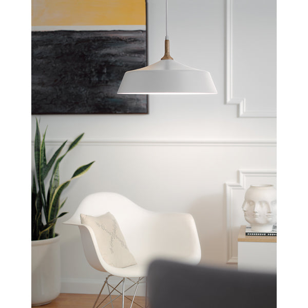 Product photograph of Elstead Danika 1 Light Pendant White Small from Olivia's.