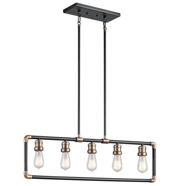 Product photograph of Elstead Imahn 5 Light Chandelier Black And Natural Brass from Olivia's