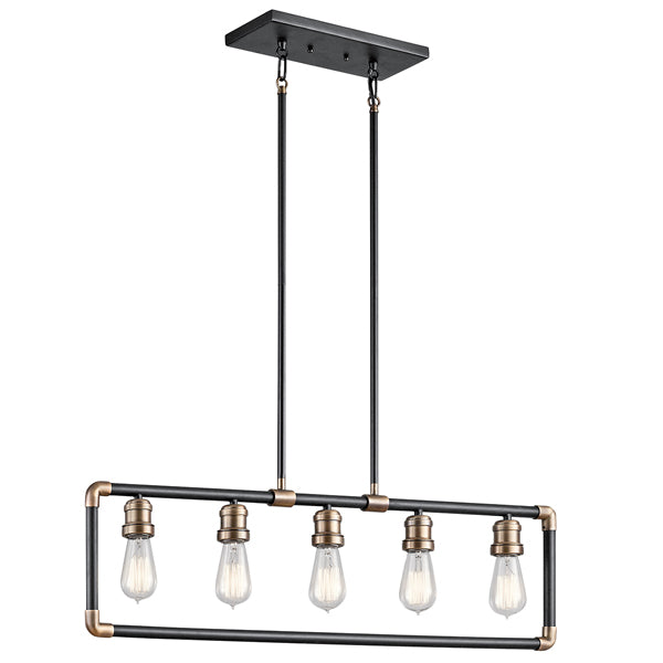 Elstead Imahn 5 Light Chandelier Black And Natural Brass