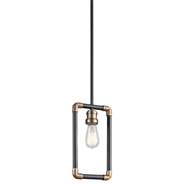 Elstead Imahn 1 Light Pendant Black And Natural Brass