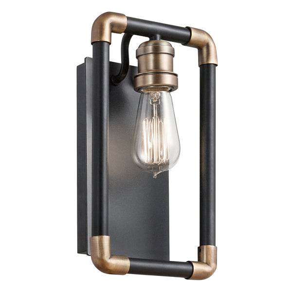 Elstead Imahn 1 Light Wall Light Black And Natural Brass