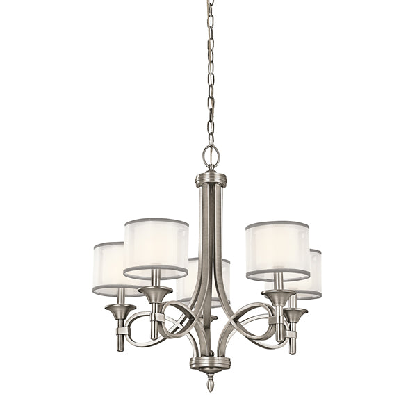 Product photograph of Elstead Lacey 5 Light Chandelier Antique Pewter from Olivia's