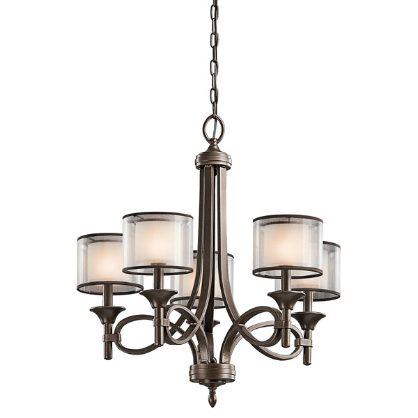 Product photograph of Elstead Lacey 5 Light Chandelier Mission Bronze from Olivia's