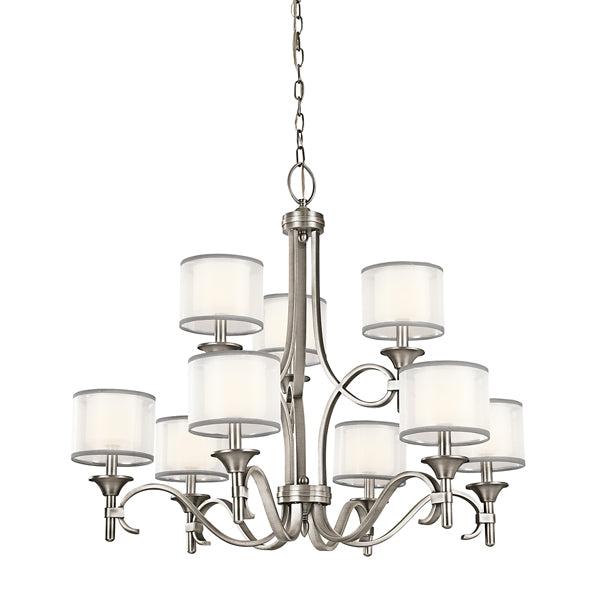 Product photograph of Elstead Lacey 9 Light Chandelier Antique Pewter from Olivia's