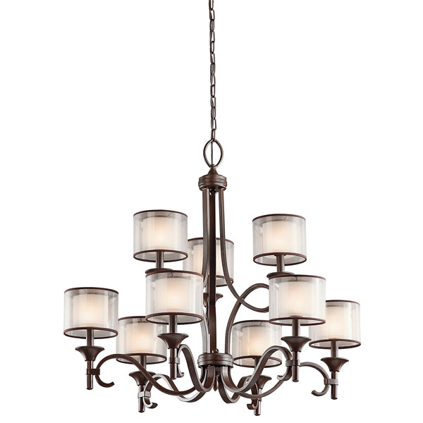 Product photograph of Elstead Lacey 9 Light Chandelier Mission Bronze from Olivia's
