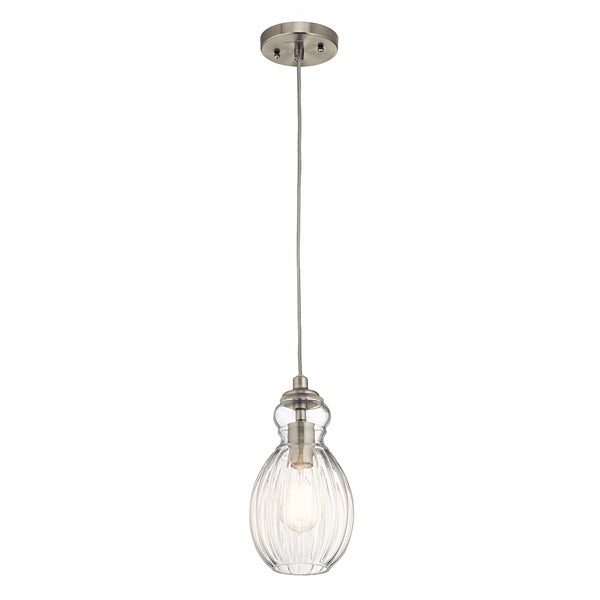 Elstead Riviera 1 Light Pendant Brushed Nickel Style C