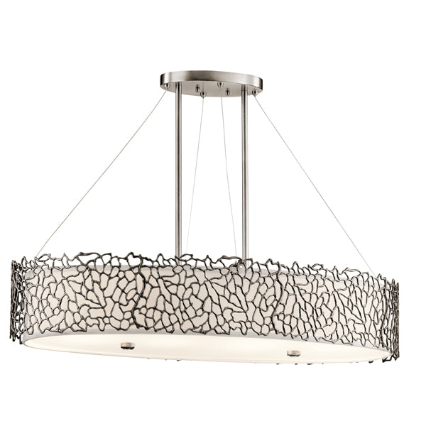 Product photograph of Elstead Silver Coral 4 Light Pendant Classic Pewter Oval from Olivia's