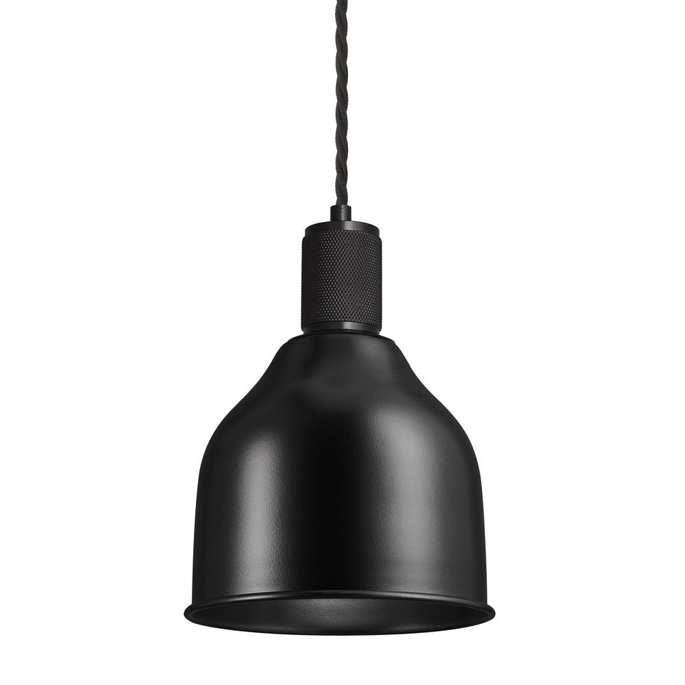 Product photograph of Industville Knurled Cone Pendant Light In Black from Olivia's