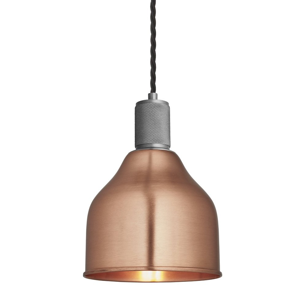 Product photograph of Industville Knurled Cone Pendant Light In Copper With Pewter Holder from Olivia's