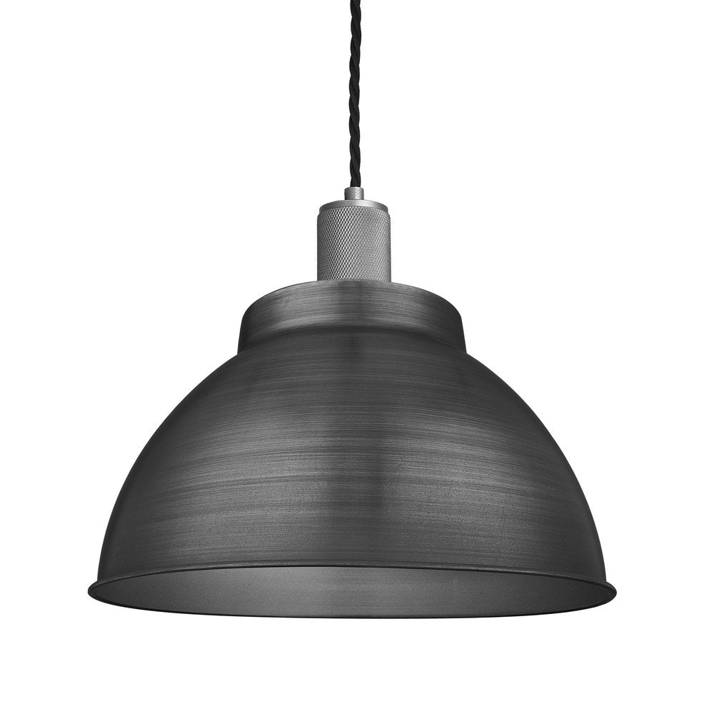 Product photograph of Industville Knurled Dome Pendant Light In Pewter With Pewter Holder Small from Olivia's.