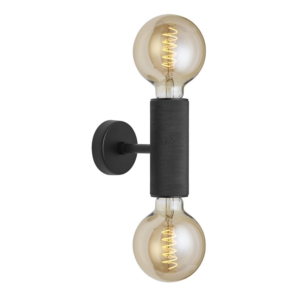 Industville Knurled Edison Double Wall Light Black