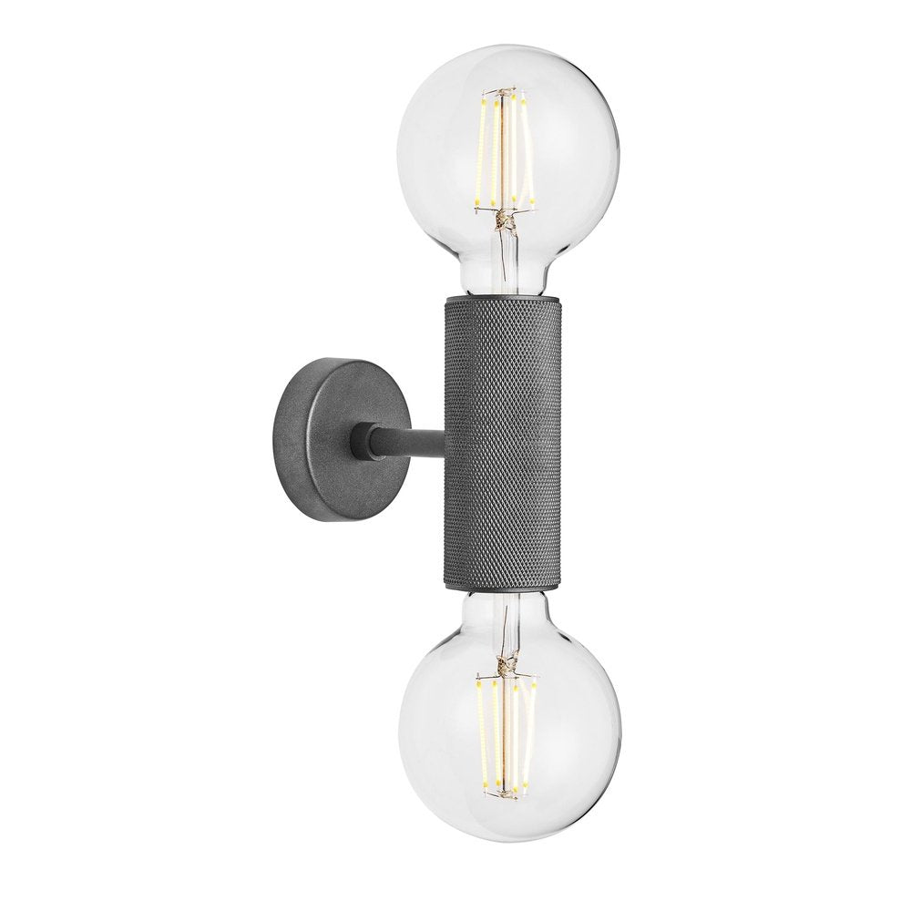 Product photograph of Industville Knurled Edison Double Wall Light In Pewter from Olivia's.
