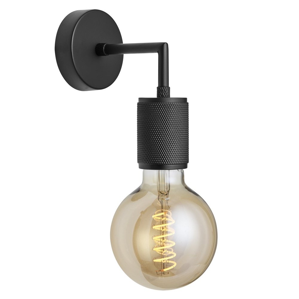 Industville Knurled Edison Wall Light In Black