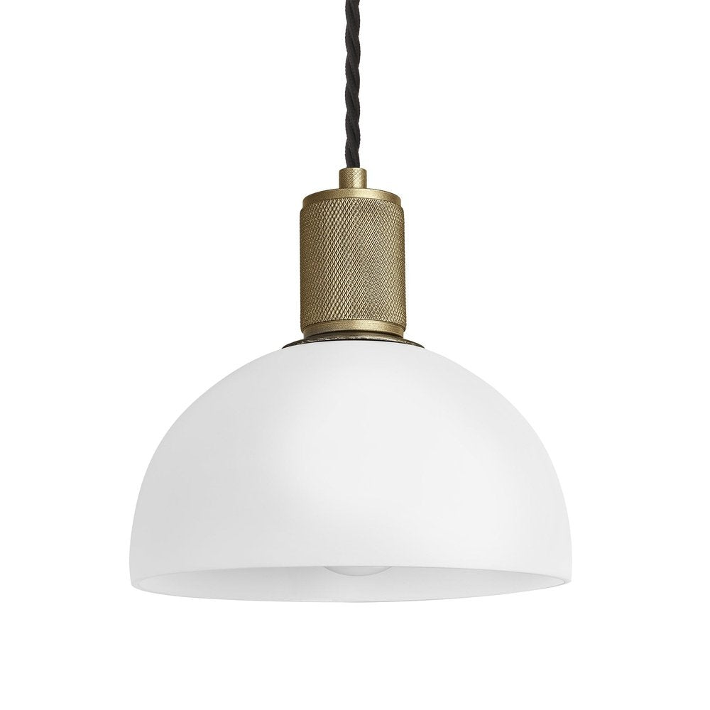 Product photograph of Industville Knurled Opal Glass Globe Pendant Light In White With Brass Holder Large from Olivia's.