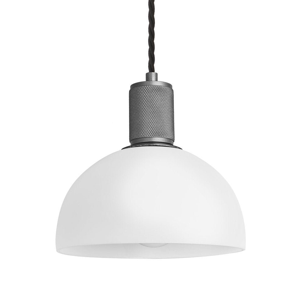 Product photograph of Industville Knurled Opal Glass Globe Pendant Light In White With Pewter Holder Large from Olivia's.