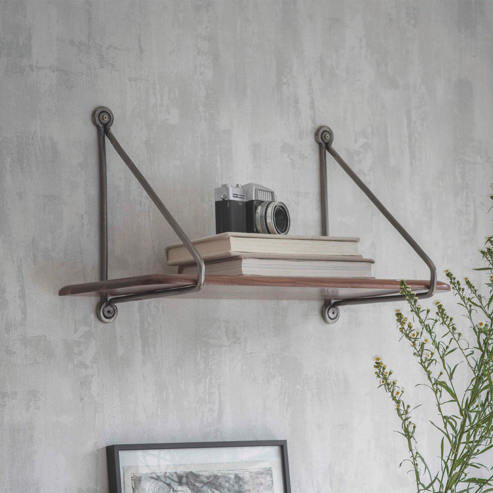 Product photograph of Garden Trading Small Kersoe Shelf With Bracket In Walnut from Olivia's