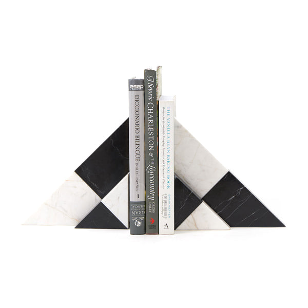 Product photograph of Liang Eimil Bookend Checkers Black And White Marble Bookend from Olivia's