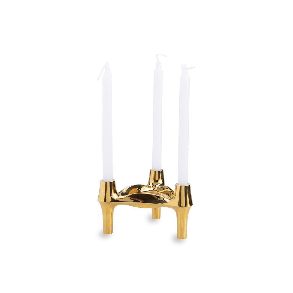 Product photograph of Liang Eimil Triangular Candle Holder Gold from Olivia's