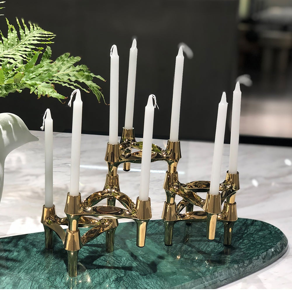 Product photograph of Liang Eimil Triangular Candle Holder Gold from Olivia's.