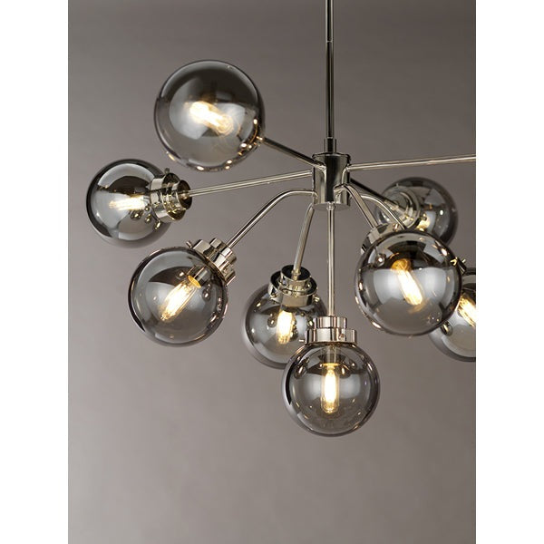 Product photograph of Elstead Kula 9 Light Chandelier Polished Nickel from Olivia's.