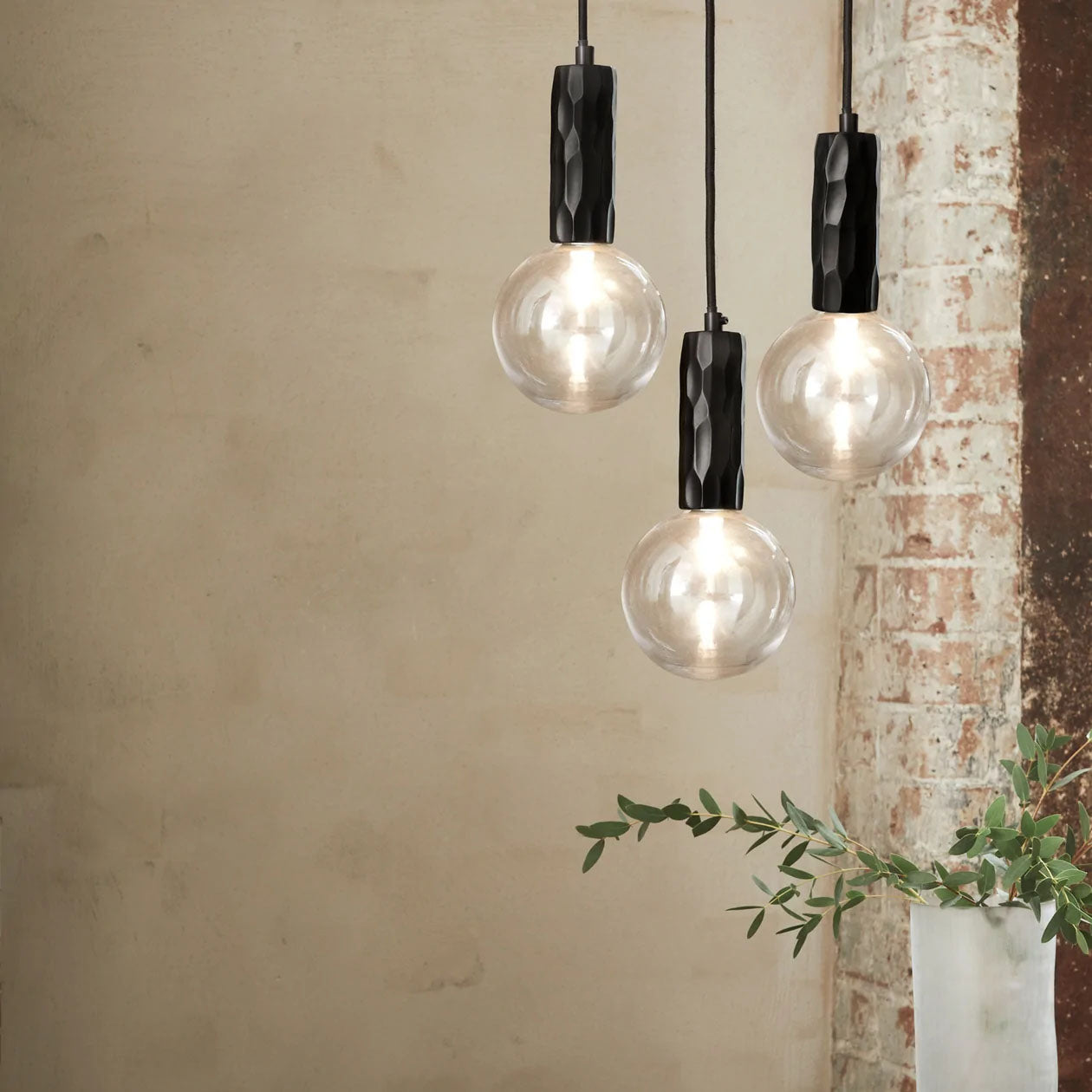 Alex Price Kyoto Black 3 Drop Pendant Light With White Glass