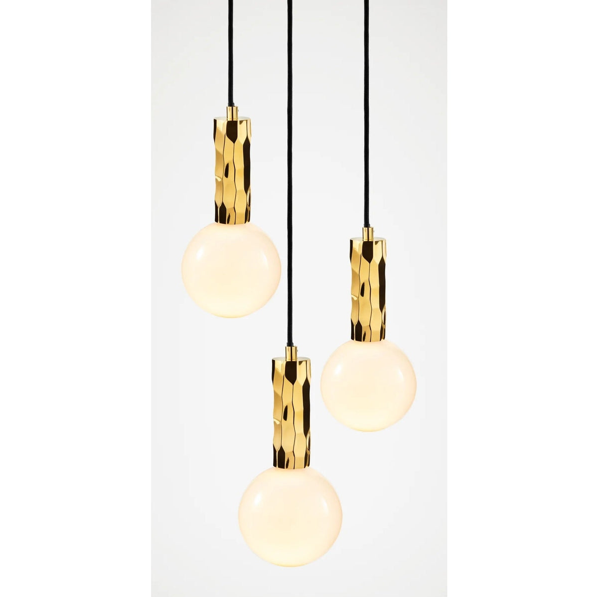 Alex Price Kyoto Brass 3 Drop Pendant Light With White Glass